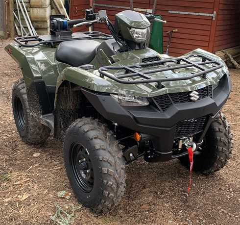 Grön fyrhjuling Suzuki LT-A750XP King Quad stulen på Hedesunda camping söder om Gävle